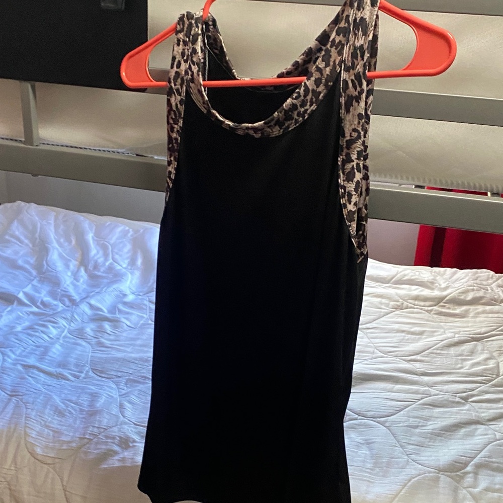 SHEIN Black Tank Top with Leopard Accents